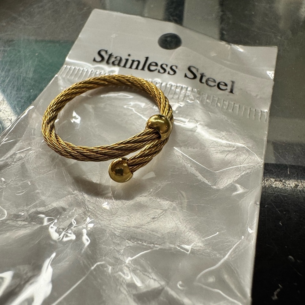 Gold Anti Tarnish Twisted Ring Size 10-12